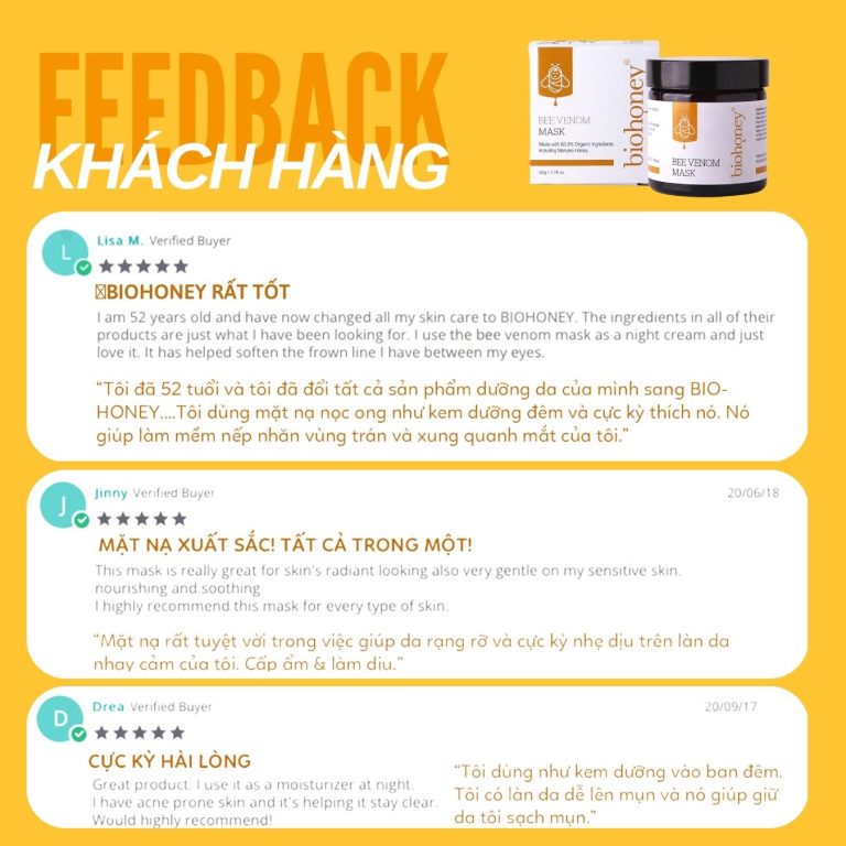 Mặt nạ nọc ong Biohoney Bee Venom Mask New Zealand