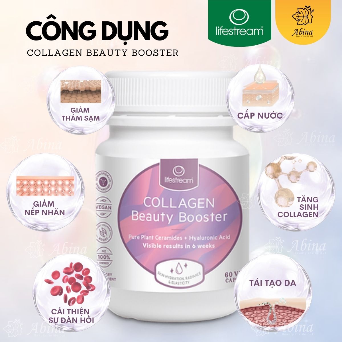 Viên collagen chay giúp sáng da Lifestream Collagen Beauty Booster 60 viên - Dr Chubby Viên collagen chay giúp sáng da Lifestream Collagen Beauty Booster