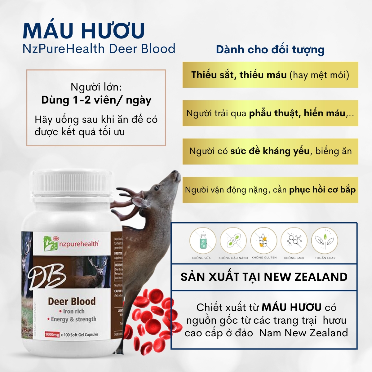 Máu hươu Deer Blood Nzpurehealth