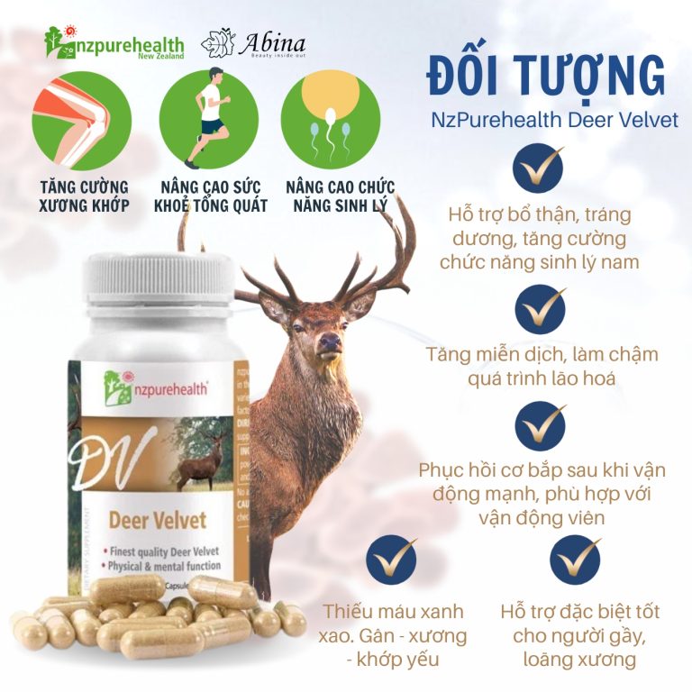 Viên Uống Nhung Hươu Deer Velvet NzPurehealth 30 viên - Dr Chubby Viên Uống Nhung Hươu Deer Velvet NzPurehealth (30v/100v)