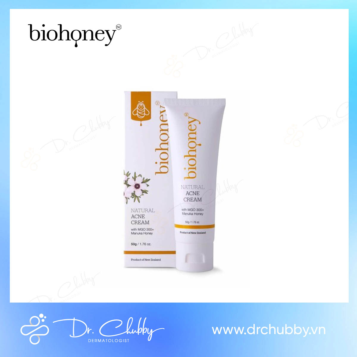 Kem trị mụn mật ong Manuka Biohoney Natural Acne Cream - Tuýp 50g Kem tri mun mat ong Manuka Biohoney Natural Acne Cream Tuyp 50g