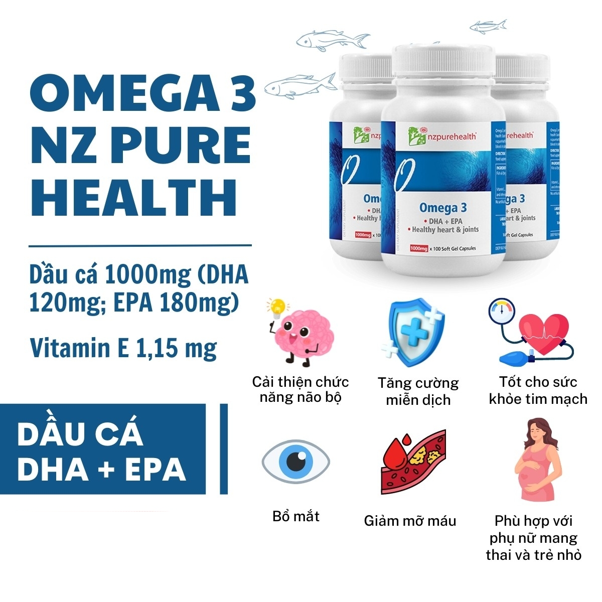 Viên Uống Dầu Cá NZPurehealth Omega 3 
