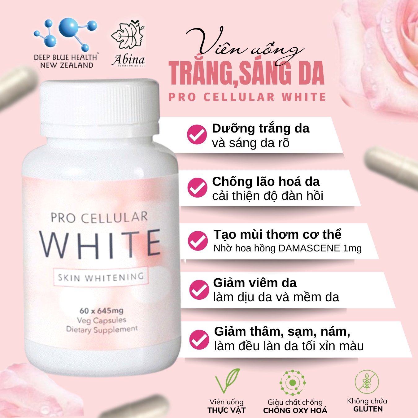 Viên uống sáng da Deep Blue Health PRO CELLULAR WHITE