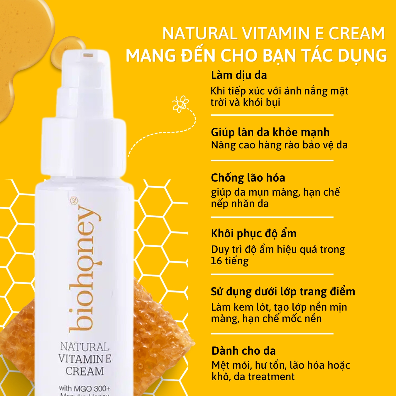 Kem bổ sung Vitamin E Biohoney Natural Vitamin E Cream