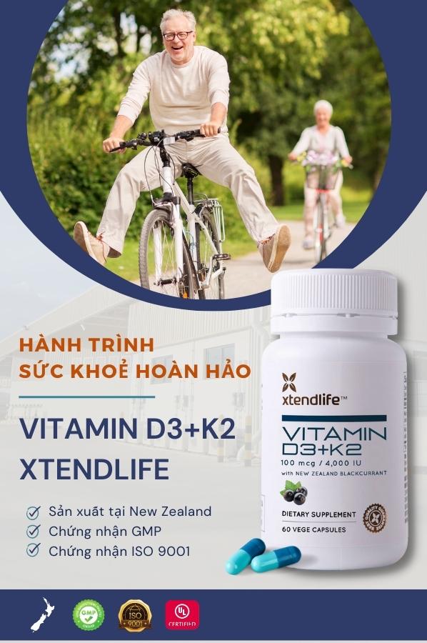 Viên uống bổ khớp, khỏe tim Vitamin D3+K2 XtendLife 