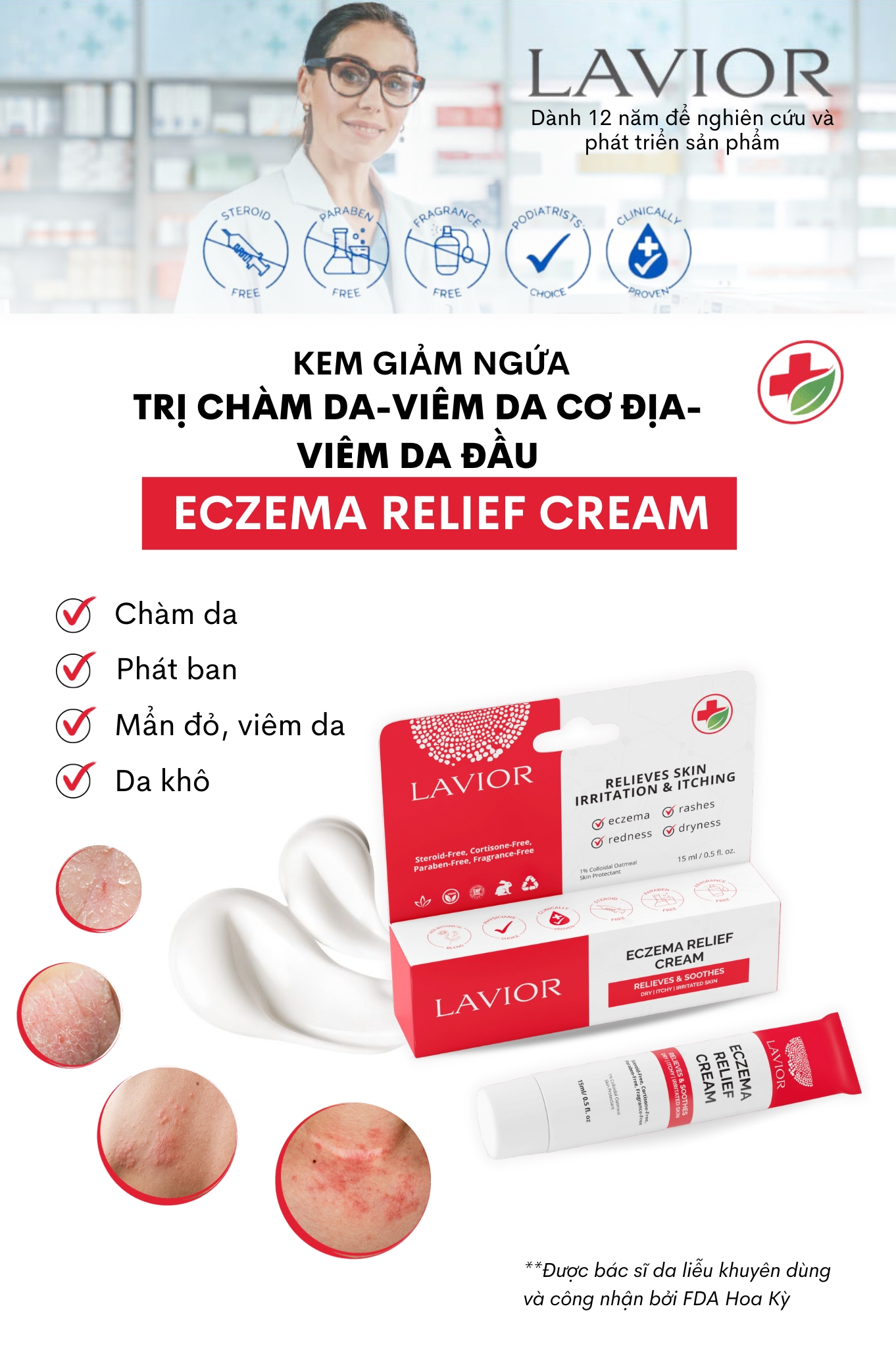 Kem trị chàm da Lavior Relief Eczema 