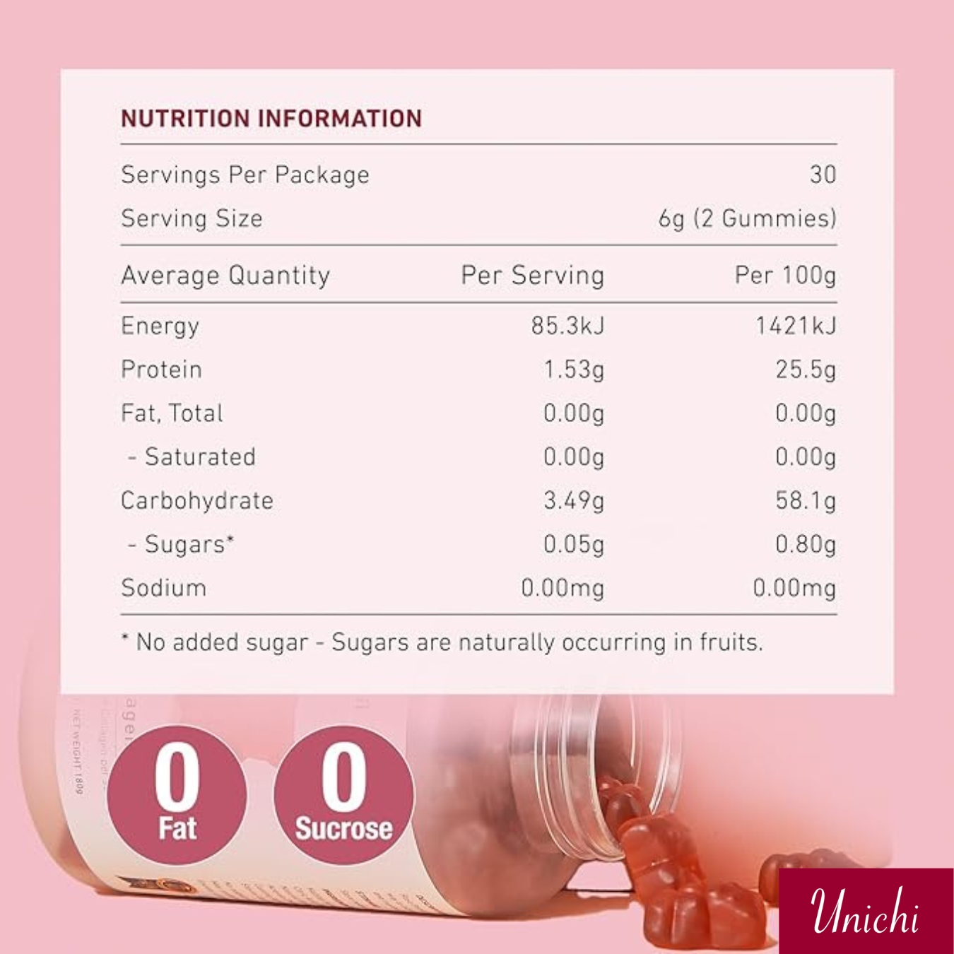 Kẹo dẻo Collagen Unichi Rose Collagen Gummy (60 viên)