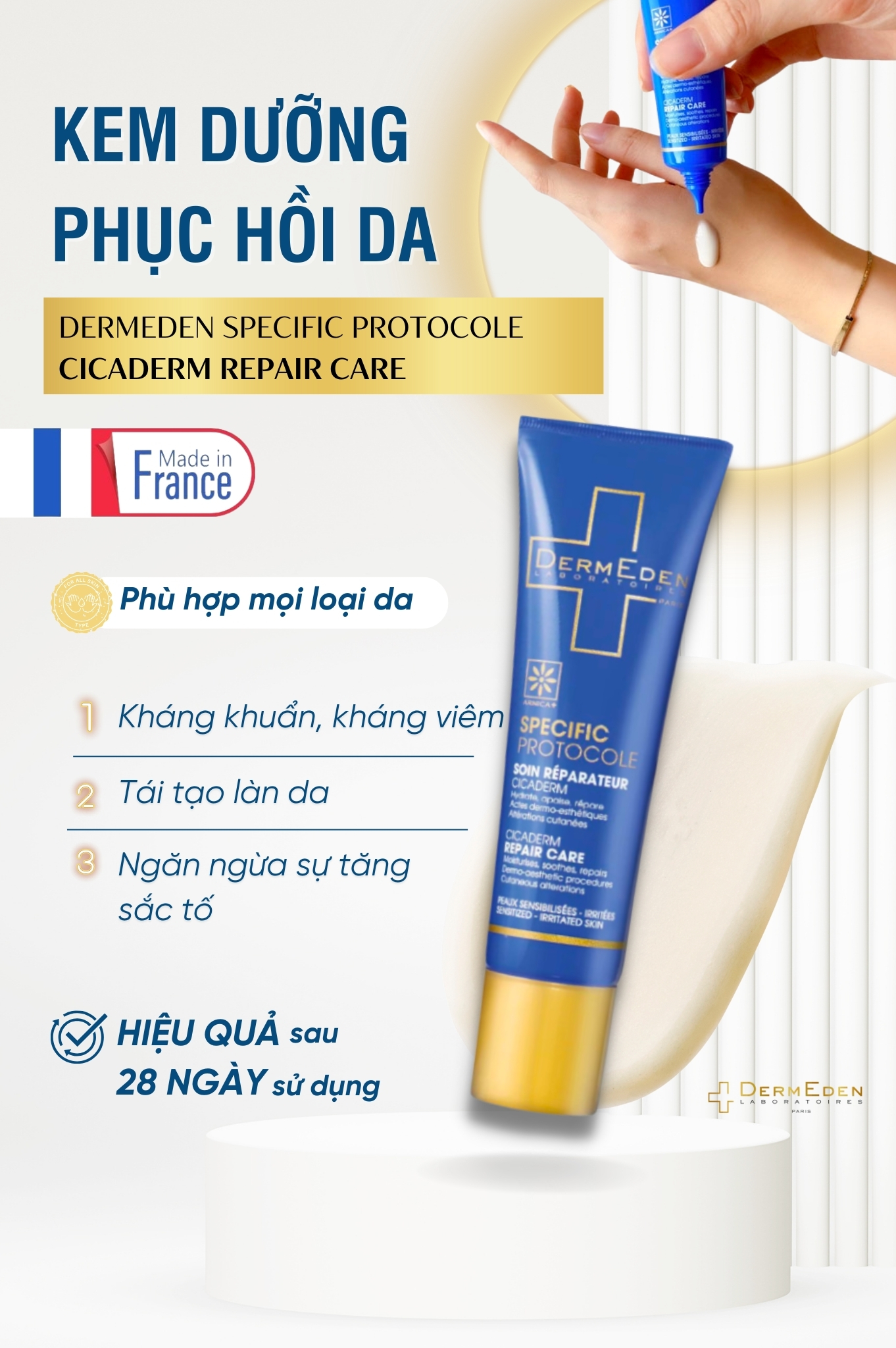 Kem dưỡng phục hồi da DermEden Specific Protocole Cicaderm Repair Care (30ml) DermEden Specific Protocole Cicaderm Repair Care