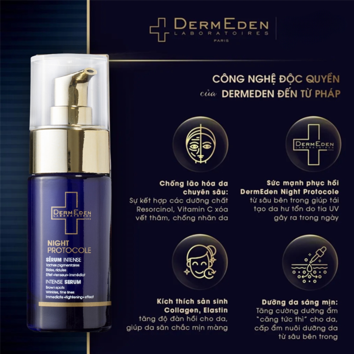 Tinh chất chống lão hóa, trắng da DermEden Night Protocole Intense Serum (30ml) Night Serum Protocole Dermedern 7