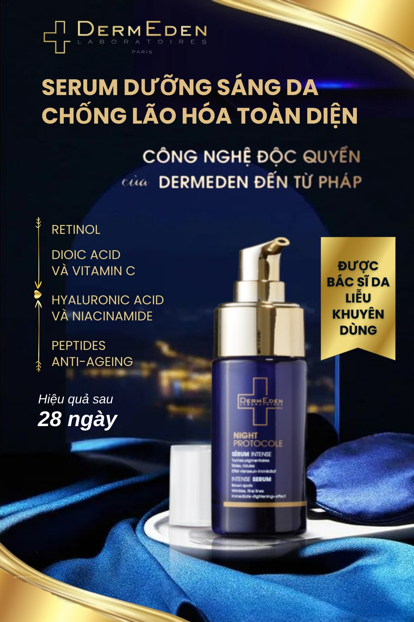 Tinh chất chống lão hóa, trắng da DermEden Night Protocole Intense Serum (30ml) Night Serum Protocole Dermedern